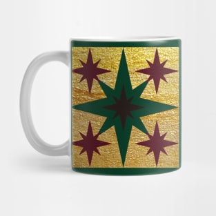 Red, Green and Gold Star Design Mug